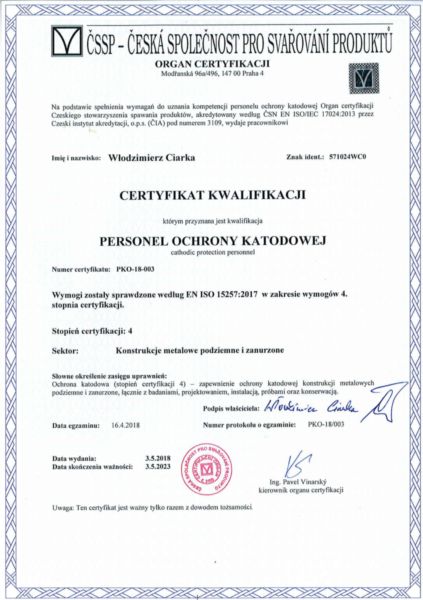 certyfikat kwalifikacji 5